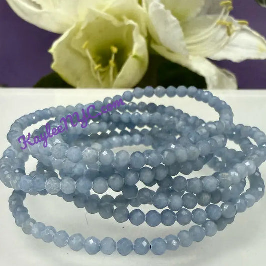 Bracelets en cristal d'angélite naturelle facettée