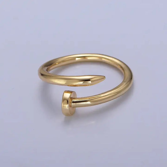 Bague Clou Minimaliste Ajustable Plaquée Or 24K
