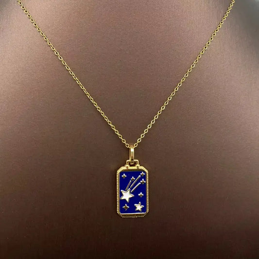 Collier Pendentif Tarot Émaillé Plaqué