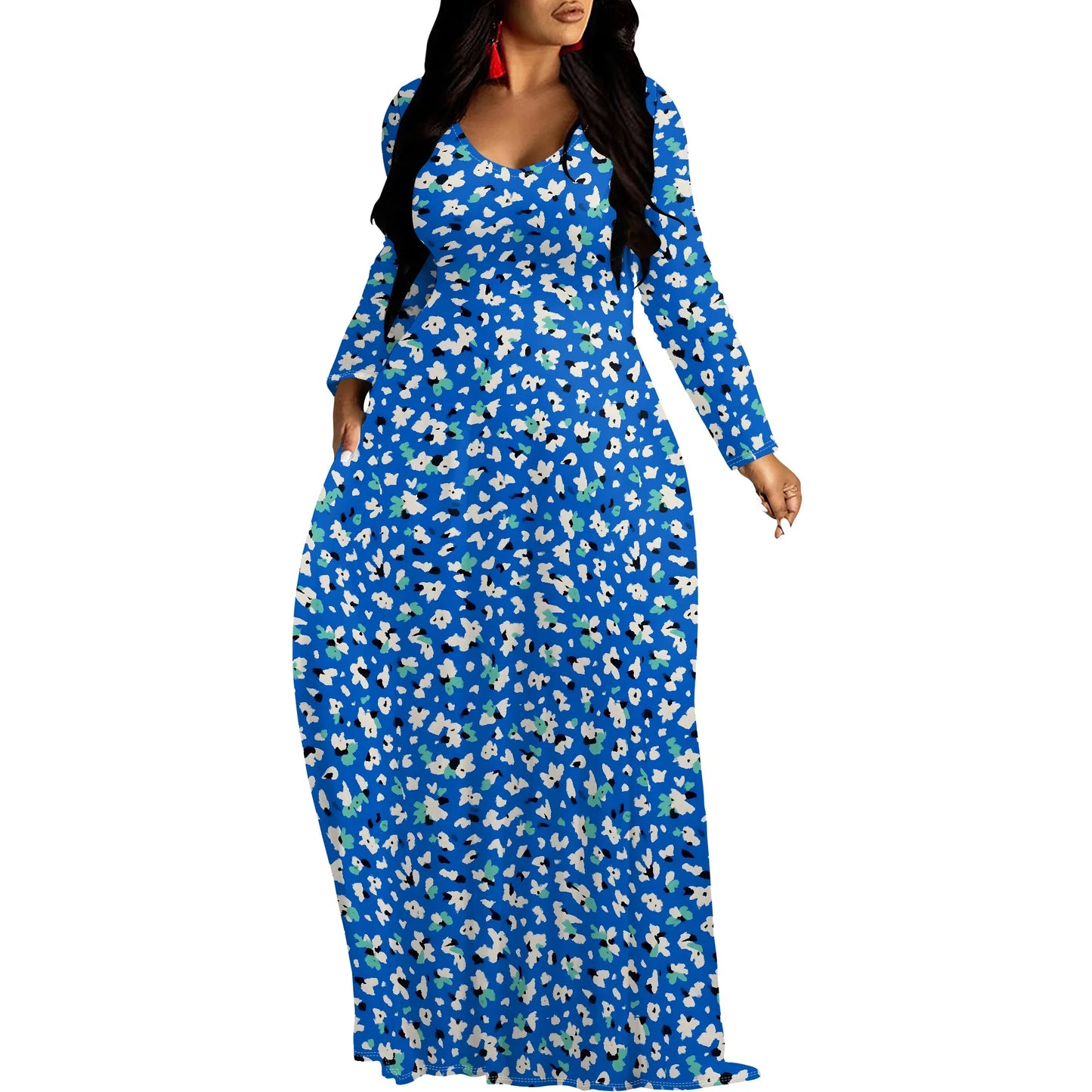 Robes longues manches imprimée florales