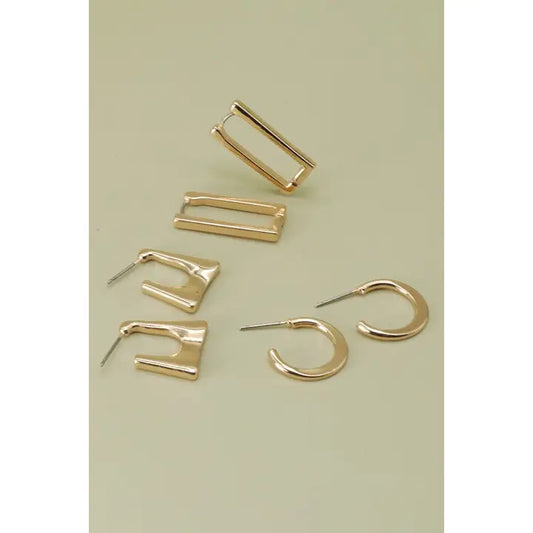 ENSEMBLE DE BOUCLES D'OREILLES CRÉOLES GEO MINI TRIO