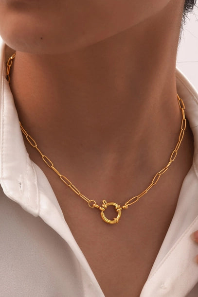 COLLIER CERCLE EN ACIER INOXYDABLE 18K