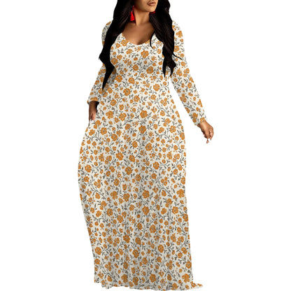 Robes longues manches imprimée florales