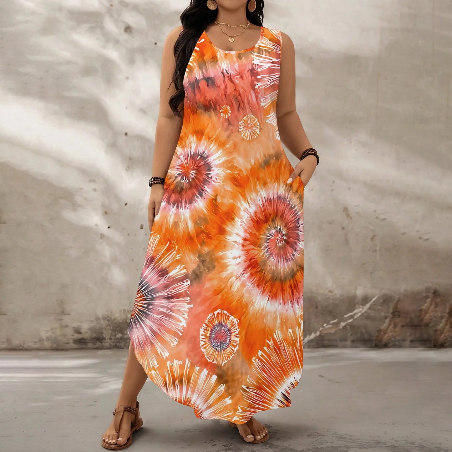 Robe orange summer casual