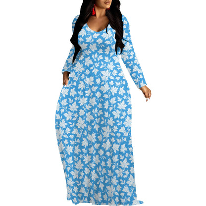 Robes longues manches imprimée florales