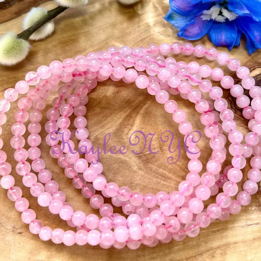 Bracelet extensible en cristal de quartz rose naturel