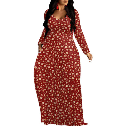 Robes longues manches imprimée florales