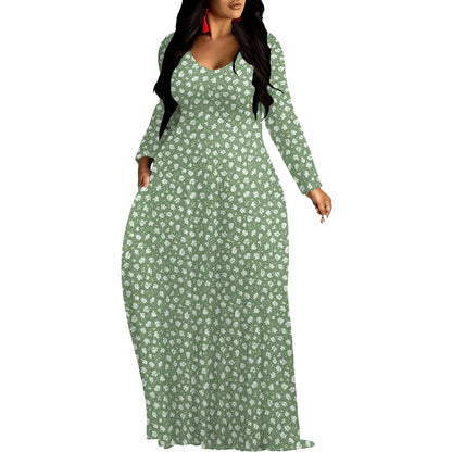 Robes longues manches imprimée florales