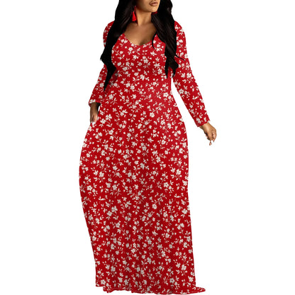 Robes longues manches imprimée florales