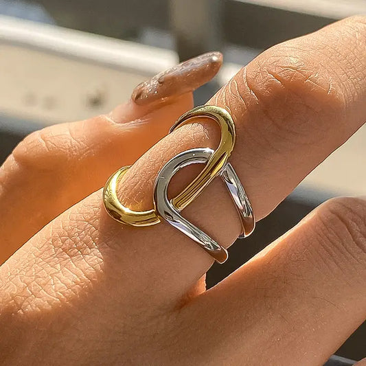 Bague Abstraite Bicolore en Or 18K