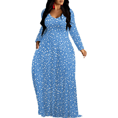 Robes longues manches imprimée florales