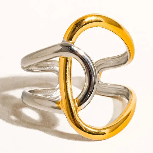 Bague Abstraite Bicolore en Or 18K