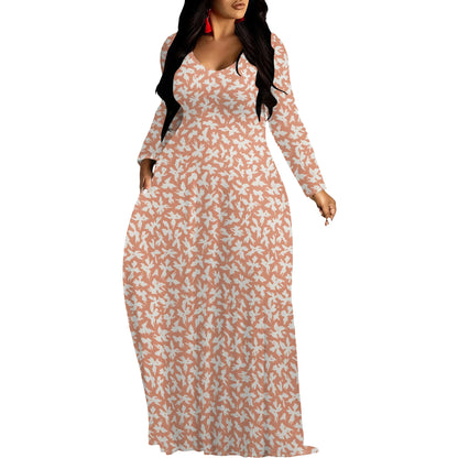 Robes longues manches imprimée florales