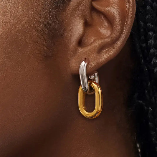 Boucle d'oreille double chaîne