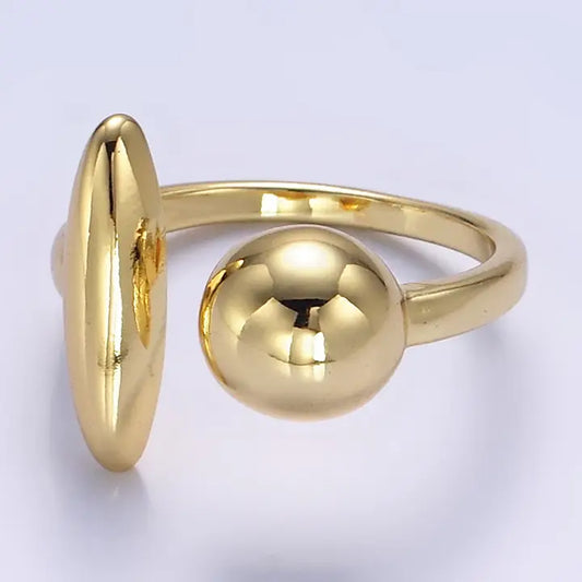 Bague enveloppée en forme de sphère ronde remplie d'or 24 carats