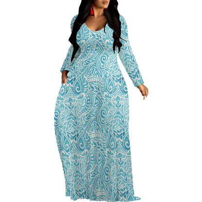 Robes longues manches imprimée florales