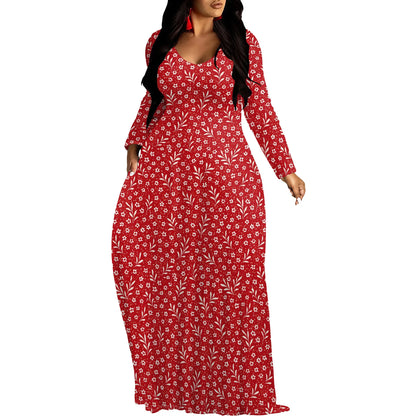 Robes longues manches imprimée florales