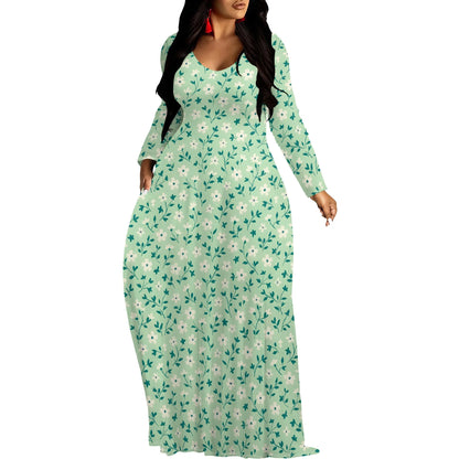 Robes longues manches imprimée florales