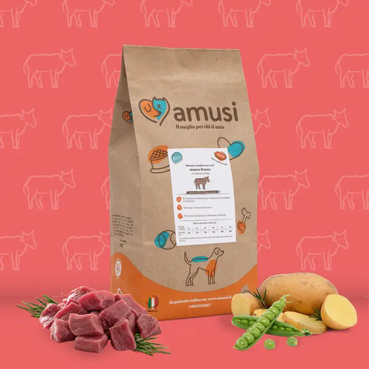 AMUSI croquette naturelle Boeuf frais Pomme de terre Petit pois CHIEN