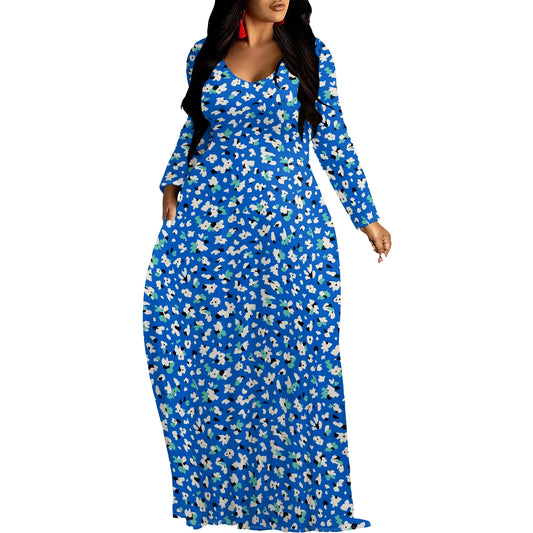 Robes longues manches imprimée florales