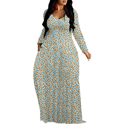 Robes longues manches imprimée florales