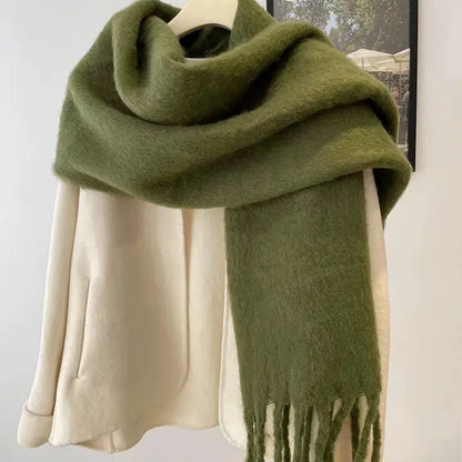 HH-209 Echarpe uni avec grosse frange