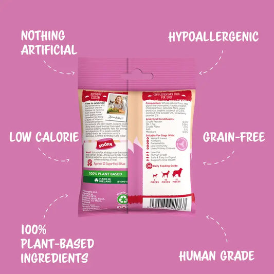 Friandises pour chiens à la fraise et à la crème de coco