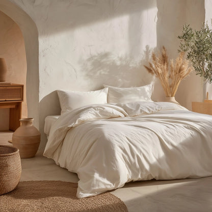 Ensemble housse de couette 100% coton doux 144 fils 2/3 pièces