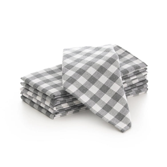 Lot de 6 serviettes en tissu de coton à carreaux vichy 45x45 cm