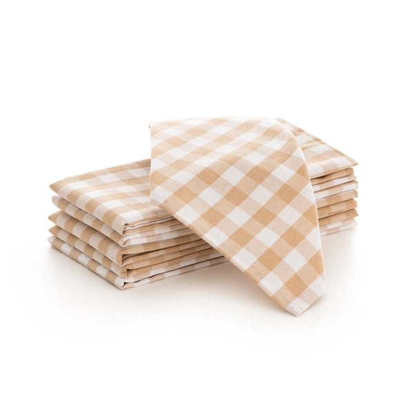 Lot de 6 serviettes en tissu de coton à carreaux vichy 45x45 cm
